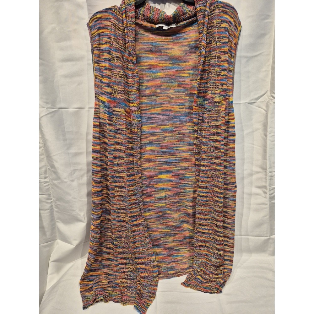 Light Weight Long Sweater Vest Colorful Cottagecore Boho Hippie Sleeveless 1X
